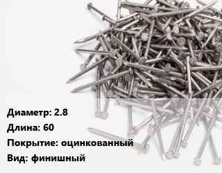 Гвоздь 2.8х60 оцинкованный финишный, кг цена от 35634 Тг / кг, где купить, условия доставки в Кызылорде и Кызылординской области